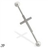 Industrial straight barbell with cross, 14 ga