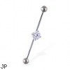 Industrial straight barbell with gem, 14 ga