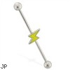 Industrial straight barbell with lightening bolt, 14 ga