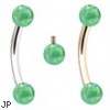 Internally Threaded Curved Barbells With Green Opals