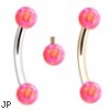 Internally Threaded Curved Barbells With Pink Opals