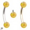 Internally Threaded Curved Barbells With Yellow Opals