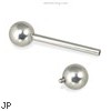 Internally Threaded Titanium Straight Barbell, 14 GA