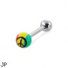 Jamaican styled straight barbell with peace sign, 14 ga