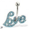 Jeweled "Love" belly button ring