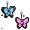 Jeweled acrylic butterfly belly ring