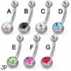 Jeweled belly button ring, 12 ga