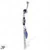 Jeweled belly button ring with a dangle