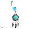 Jeweled Belly Ring With A Feathers Chandelier