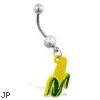 Jeweled belly ring with Dangling Ear Of Corn