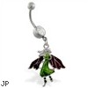 Jeweled belly ring with dangling glittery fairy