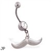 Jeweled belly ring with Dangling Mustache