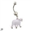 Jeweled belly ring with dangling sheep