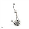 Jeweled belly ring with dangling water pail