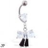 Jeweled bow and heart belly ring