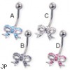 Jeweled bow belly button ring