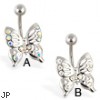 Jeweled butterfly belly ring