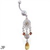 Jeweled chandelier belly ring