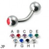 Jeweled curved barbell, 12 ga