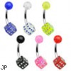 Jeweled dice belly ring