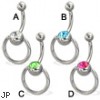 Jeweled door knocker belly ring, 12 ga
