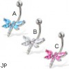 Jeweled dragonfly belly button ring