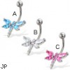 Jeweled dragonfly belly button ring