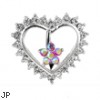 Jeweled flower and heart reversed belly ring