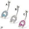 Jeweled horseshoe belly button ring