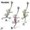 Jeweled lizard belly button ring, movable!