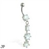 Jeweled navel ring with dangling jeweled shapes