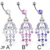 Jeweled navel ring with long chandelier dangle