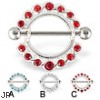 Jeweled Nipple Ring, 14 Ga