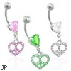 Jeweled peace heart belly ring