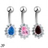 Jeweled pear shaped belly ring with surrounding gems