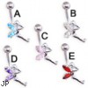 Jeweled winged fairy belly button ring