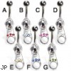 Jeweled zipper belly button ring