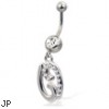 Jeweled zodiac belly button ring, Cancer