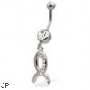 Jeweled zodiac belly button ring, Taurus