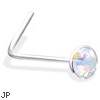 L-Shaped Nose Pin With AB Gem