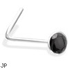 L-Shaped Nose Pin with Black  Gem