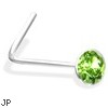 L-Shaped Nose Pin with Peridot Gem