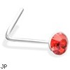 L-Shaped Nose Pin with Red Gem