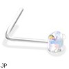 L-Shaped Silver Nose Pin with AB CZ