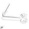 L-Shaped Silver Nose Pin with Clear CZ