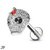 Labret Stud With CZ Paved Skull, 16 Gauge