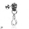 Labret Stud With Skull Head And Dangling Handcuff, 14 Ga