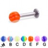 Labret with acrylic layered ball, 12 ga