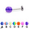 Labret with acrylic layered ball, 14 ga