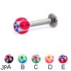 Labret with acrylic star balls, 12 ga